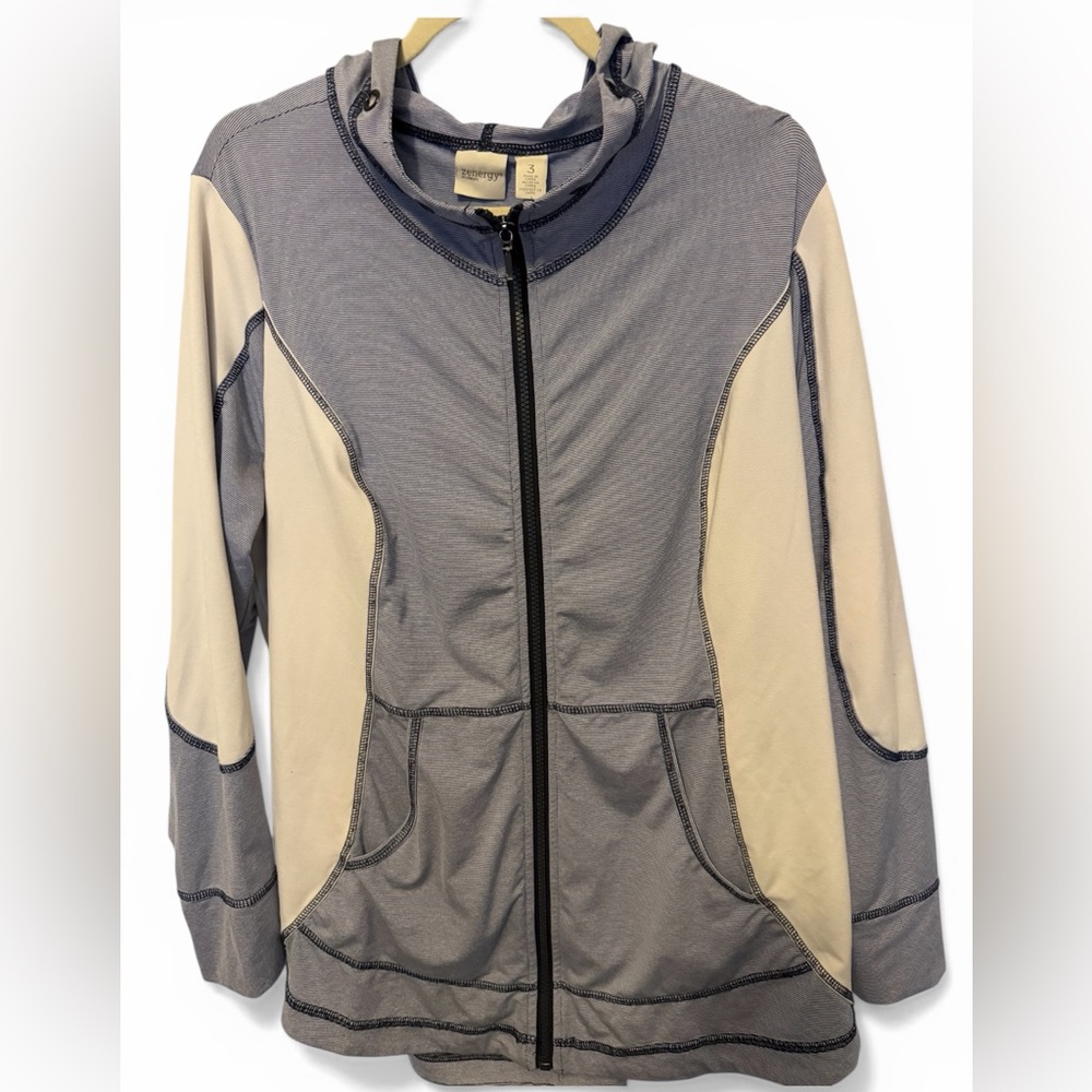 Elegant Women's Navy and Cream athletic Jacket